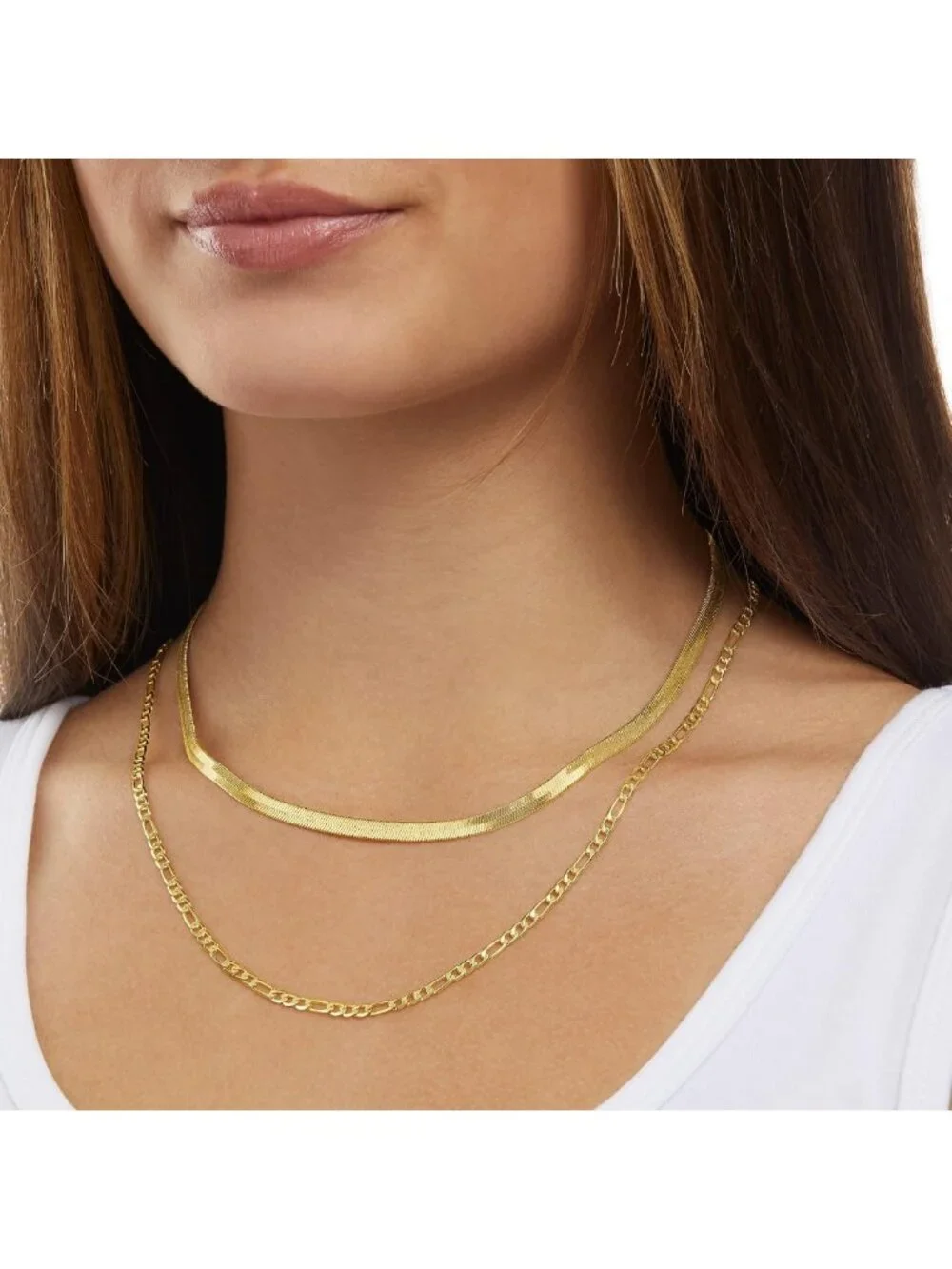 14k Gold/Sterling Silver Plated Figaro Chain Necklace - Elegant, Versatile